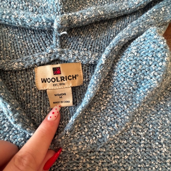 Woolrich Women’s Knit Hoodie Sweater Blue Peacock Heather Size M Soft - Picture 7 of 7